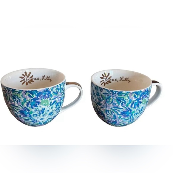 Lilly Pulitzer 12 oz Ceramic Coffee Mug, High Maintenance, Set of 2, Like New - Picture 1 of 8